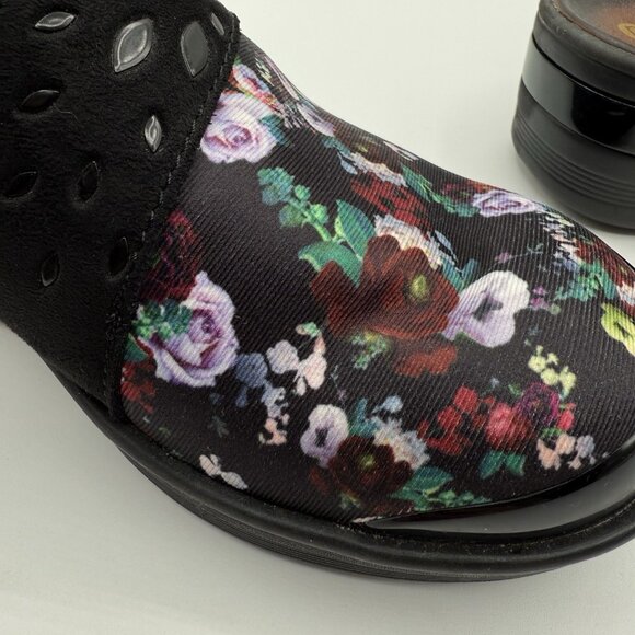 BZees Dolce Back Floral Mules Wedge Clogs Sz 7.5 W Wide Comfort Slip On Shoes - Picture 9 of 15